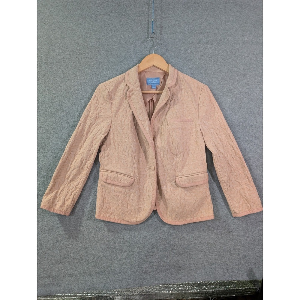 Simply Vera Vera Wang Womens M Pink Jacquard Blazer Jacket Textured Career